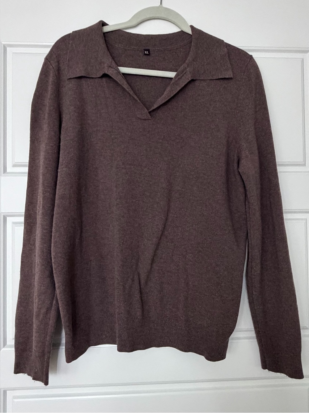 Women’s Brown Collared V-Neck Sweater
